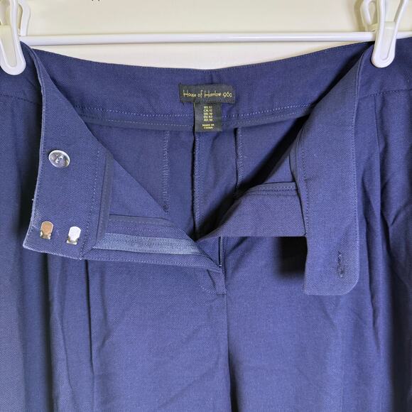 House of Harlow 1960 Trousers Pants Womens 12 Navy Blue Wide Leg High Rise - Picture 2 of 7